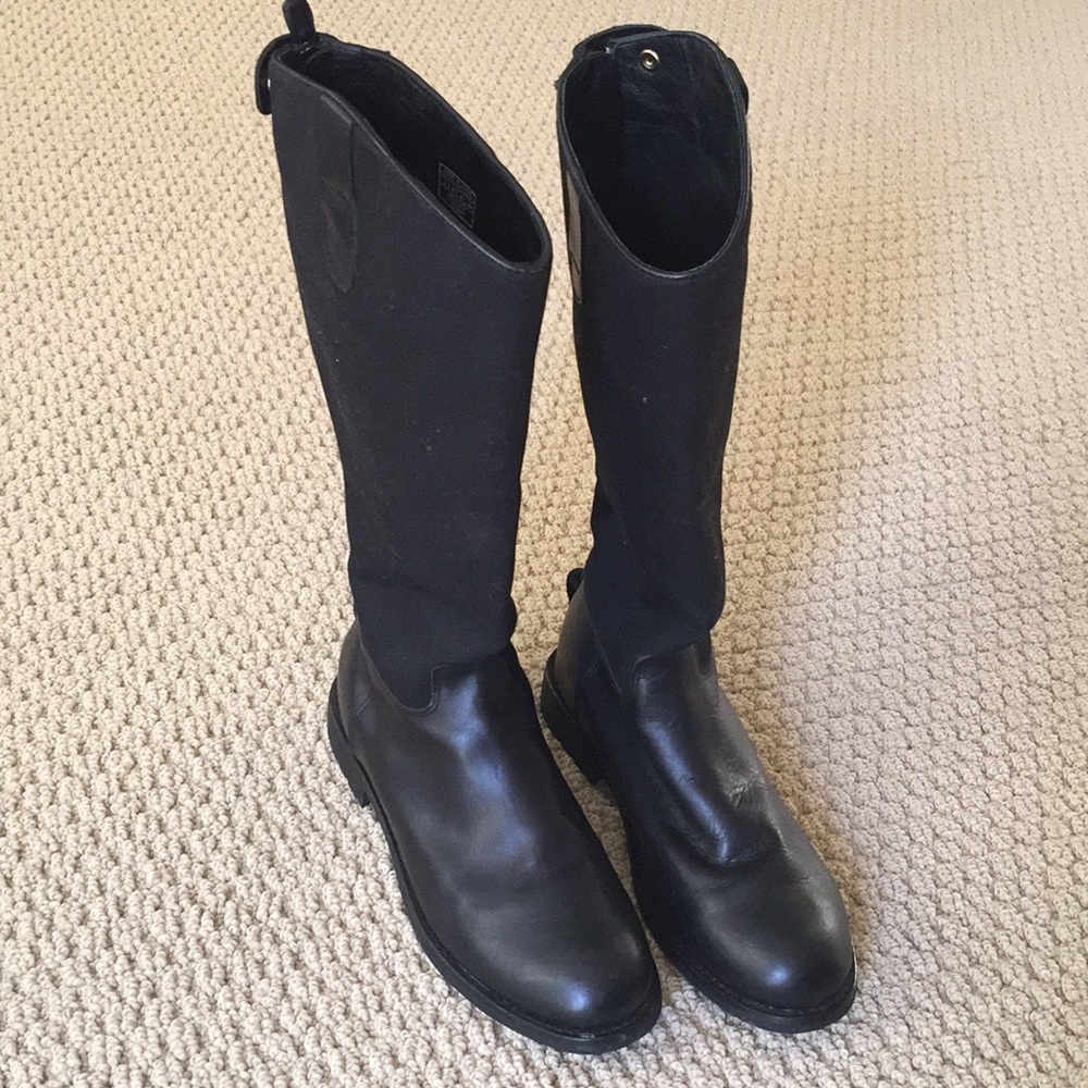 Ralph Lauren Black Leather/Fabric Boots